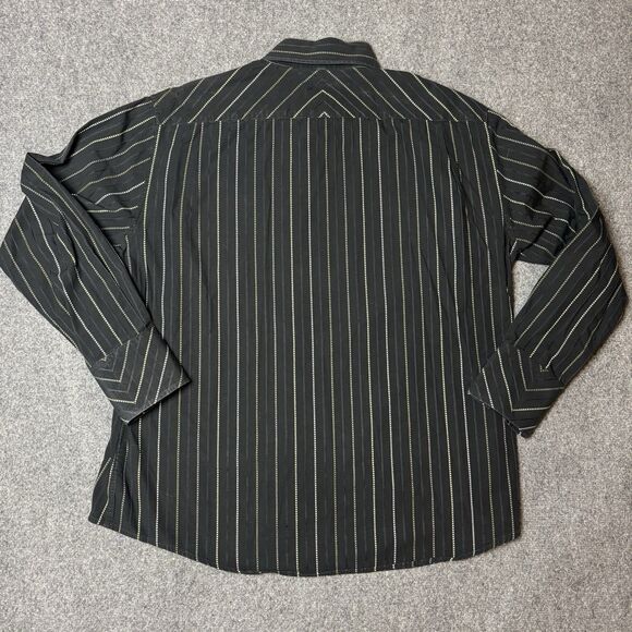 Ben Sherman Striped Long Sleeve Button Shirt Black Yellow White XL - Picture 3 of 7